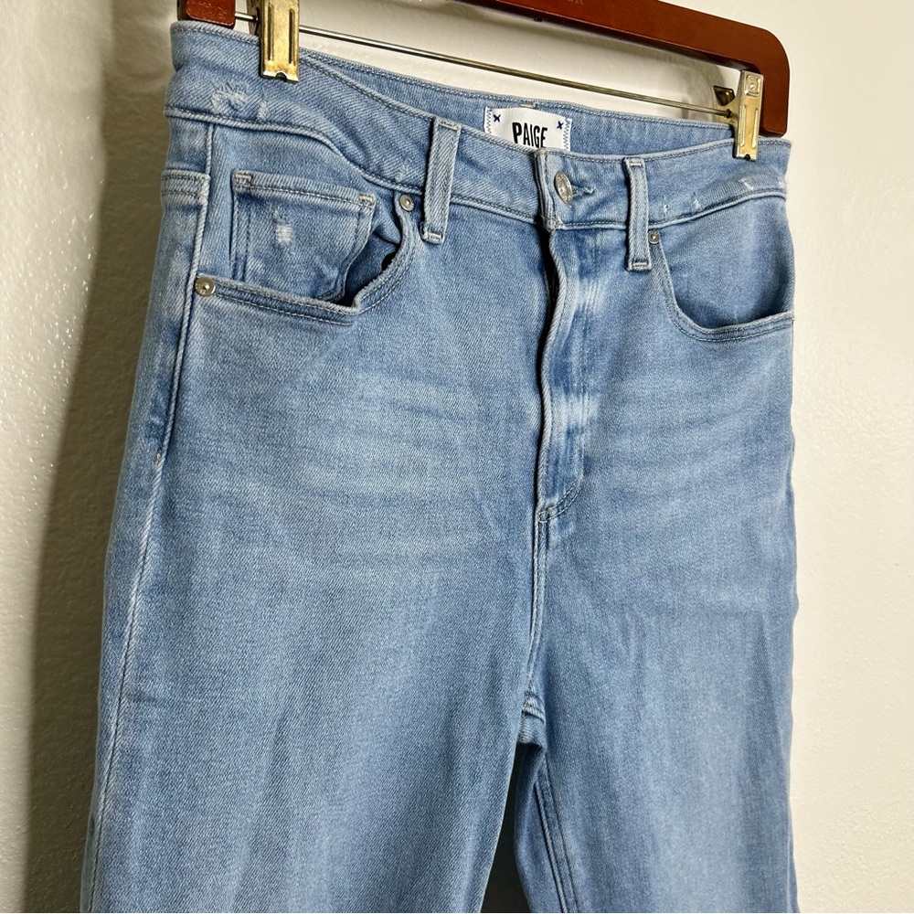 PAIGE High Rise Sarah Slim Crop Jean in Cruiser Destructed 28 - Picture 6 of 15
